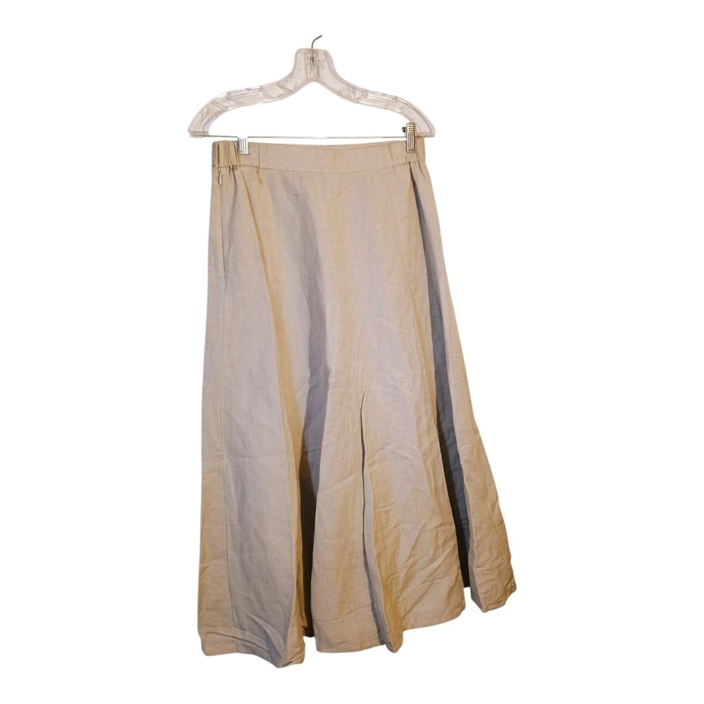 Covington Linen Blend Midi Skirt Size 8 Beige A Line Casual Office‎ Closet Basic